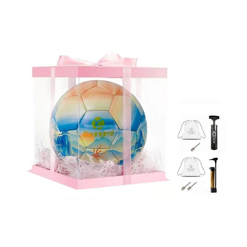 Kuangmi Size 5 Soccer PVC Hand Stitched Soccer Ball Unisex Orange Blue Yellow-7