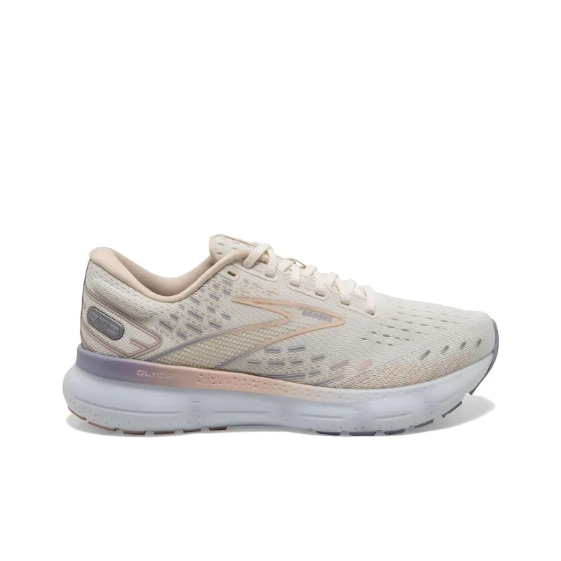Brooks Glycerin 20 Cushioning Wear-Resistant Low-Top Running Shoes Women's White Red-1