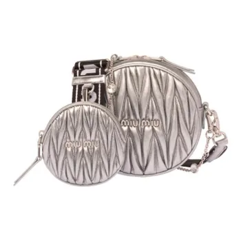 MIU MIU Soft Sheepskin Leather Crossbody Bag, Shoulder Bag Women's Silver