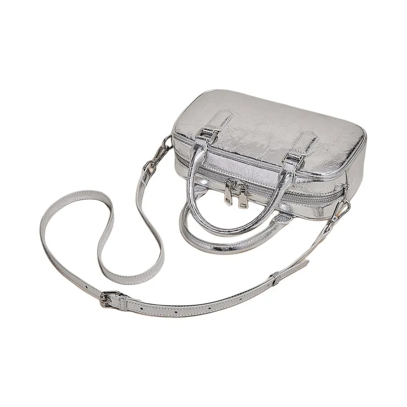 Marino Orlandi Cow Leather Handbag Regular Women's Black/Silver-10