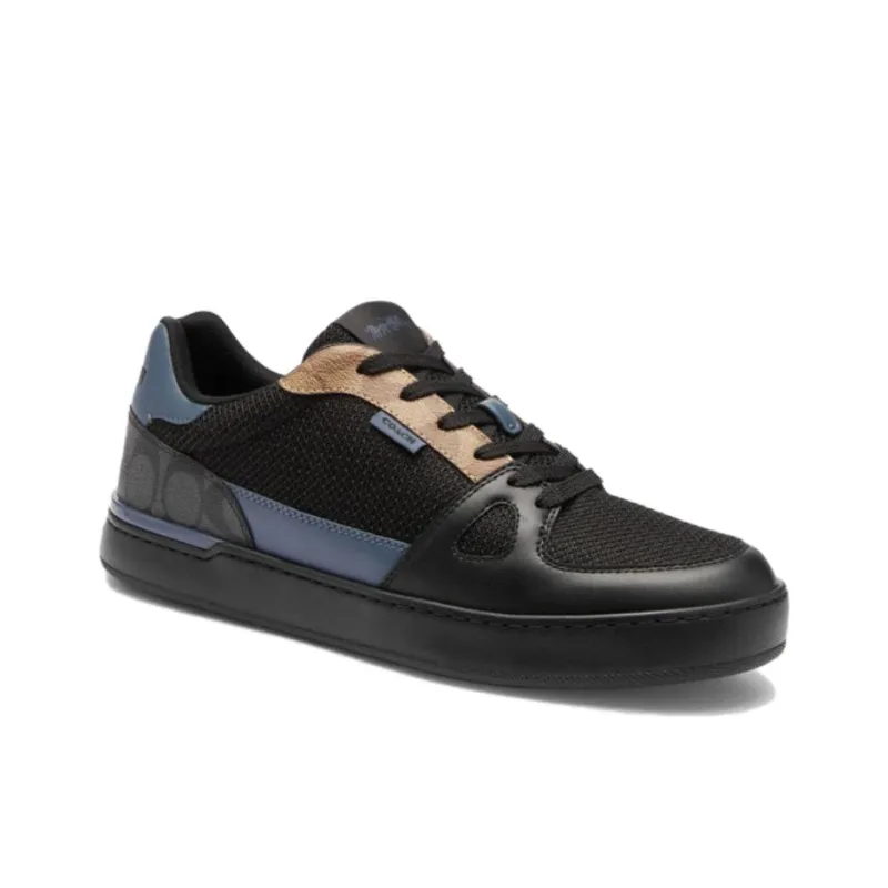 COACH Clip Court Low-Top Skateboard Shoes Men's Black-2