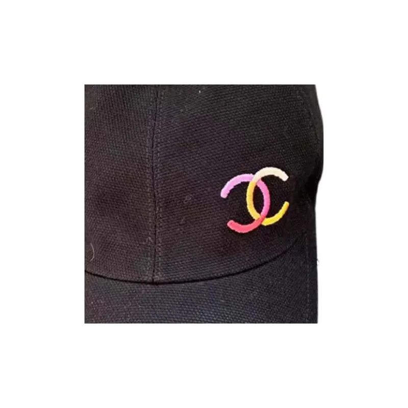CHANEL Cotton Baseball Caps Women's Black-2