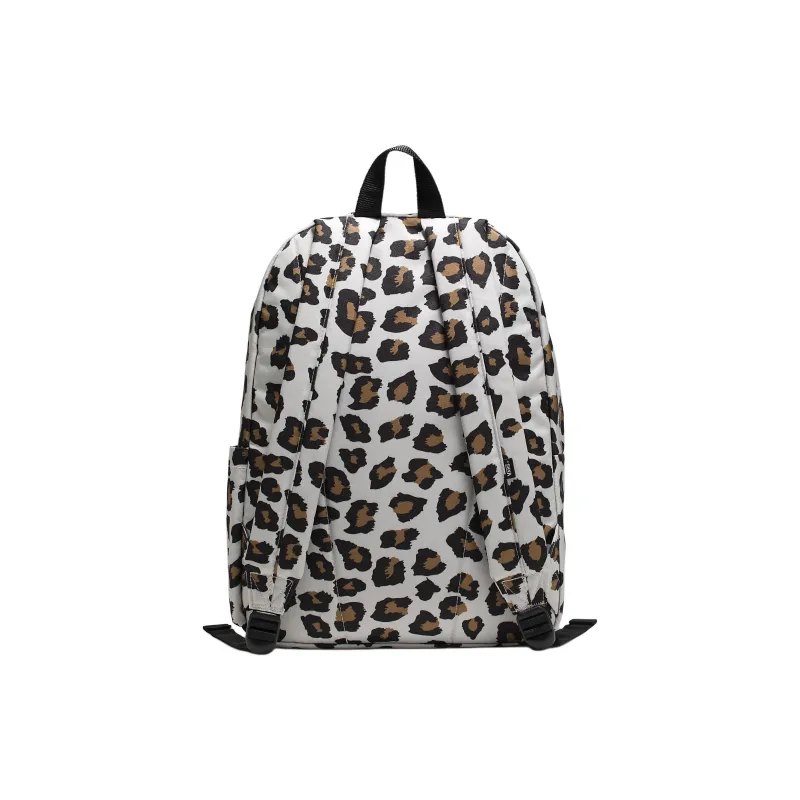 Vans Polyester Coated Polyurethane Backpack Regular Unisex White With Leopard Accents-2