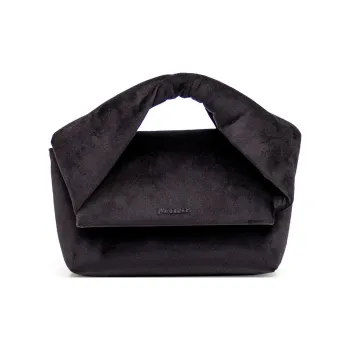 JW Anderson Logo Detailed Midi Velvet Handbag