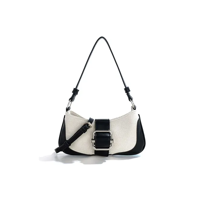 HAWA PU/Canvas Canvas Bag Shoulder Bag Baguette Bag Dumpling Bag Shoulder Bag Medium Size Women's Multicolor-0