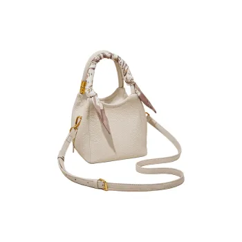 Marino Orlandi Cow Leather Shoulder Bag Women's Ice Cream White/Brown
