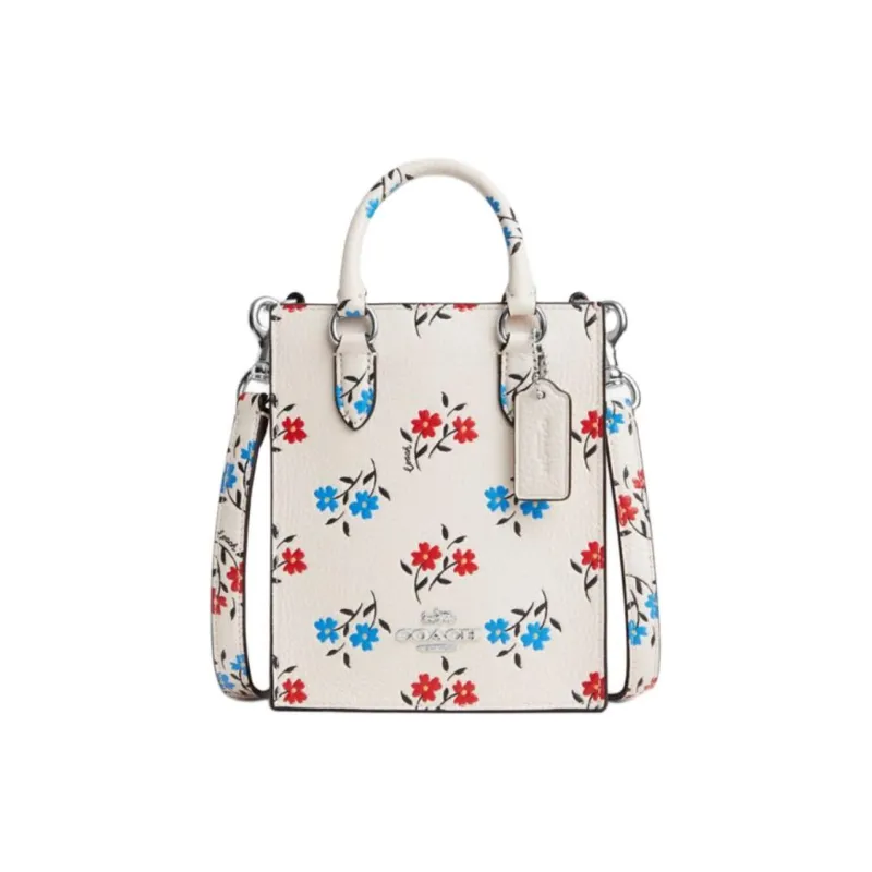 COACH N/S Leather Tote Bag Shopping Bag Crossbody Handbag Mini Women's Silver & Pink Multicolor-0