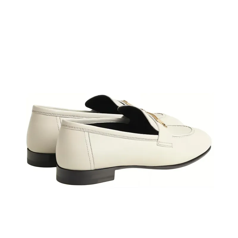 HERMES Paris Loafers Women's White-3