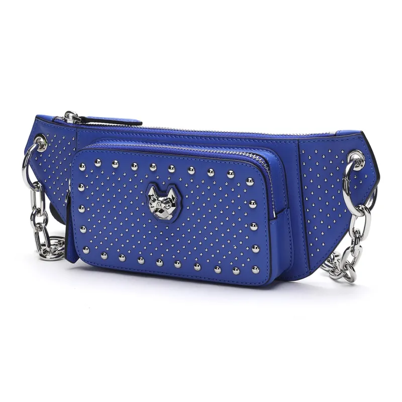 Miguel Vieira Cow Leather Crossbody Bag Small Size Women's Blue/Red/White-1