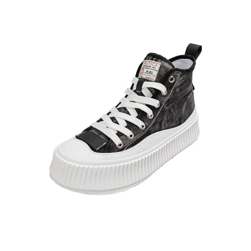 NAUTICA Breathable Height Increasing Abrasion Resistant High Top Canvas Shoes Men's Black Blue-6