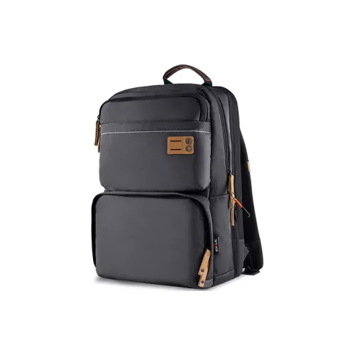 ECHOLAC Nylon Backpack Large Size Unisex Black/Army Green/Gray