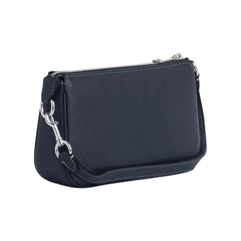 COACH Nolita Pebbled Leather One Shoulder Handbags Small Size Women's Silver & Denim-1