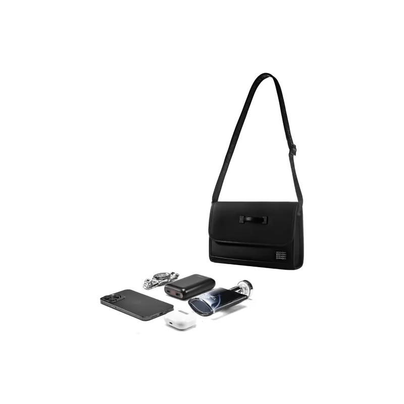 EPIPHQNY Water Repellent Fabric Shoulder Bag Unisex Black-4