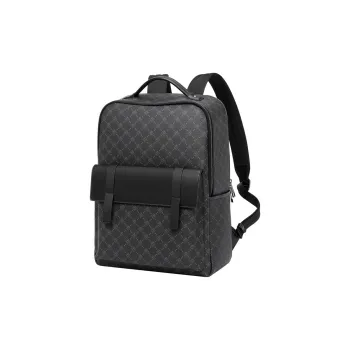 POLO PVC Synthetic Leather Backpack Large Size Men's Black
