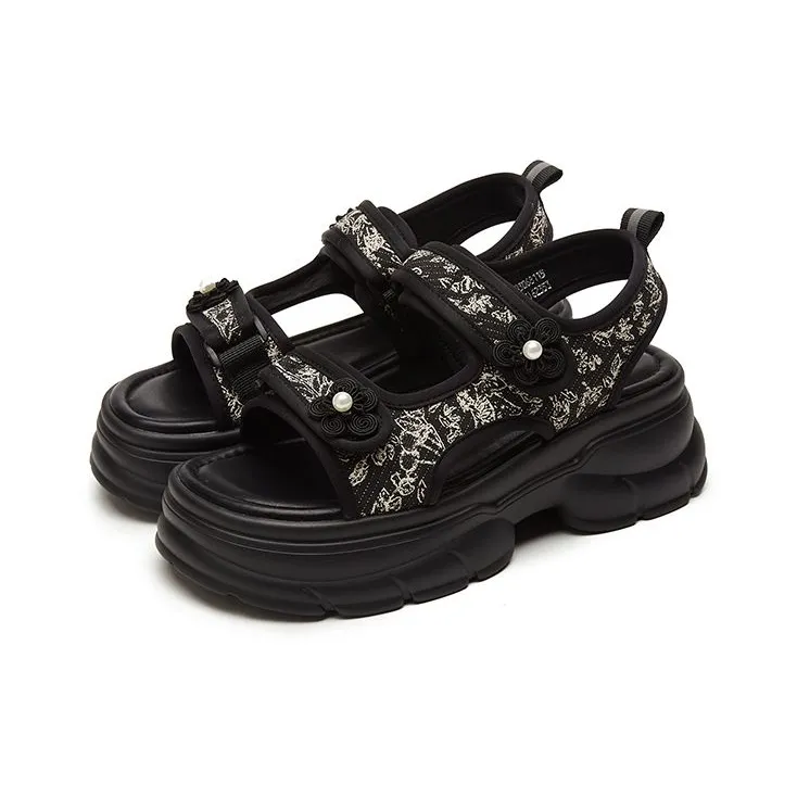 DAPHNE Beach Sandals Women's Black/Beige-2