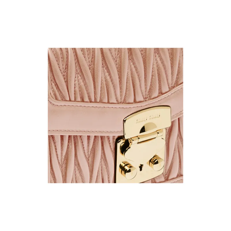 MIU MIU Soft Sheep Leather Handbag Shoulder Bag Crossbody Bag Women's Egg White Stone Color-4