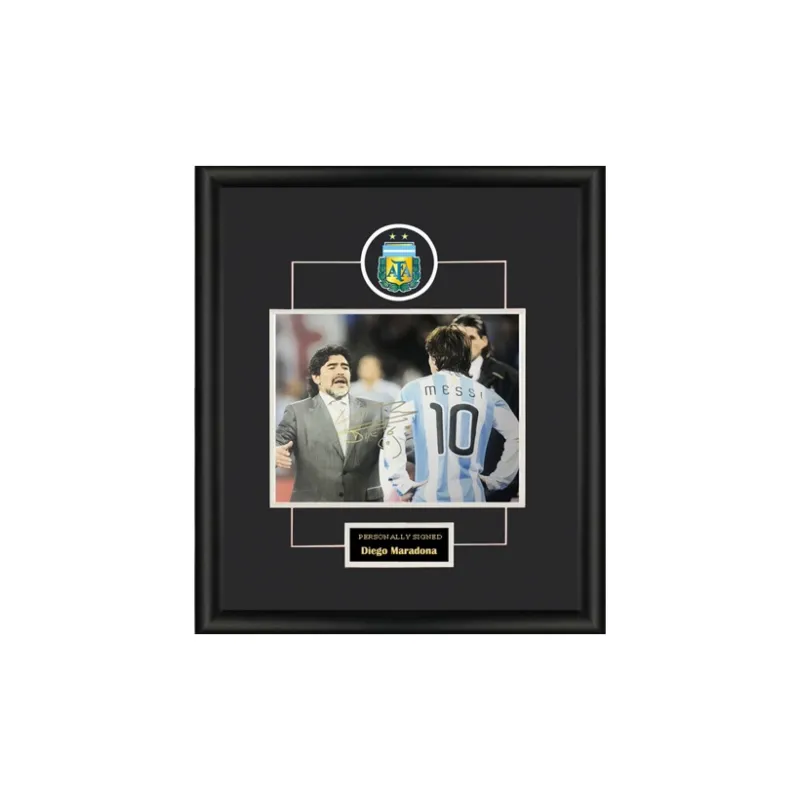 Three For Maradona Signed In Person Framed Photo Included SA Certificate Argentina Legend Soccer Star-0