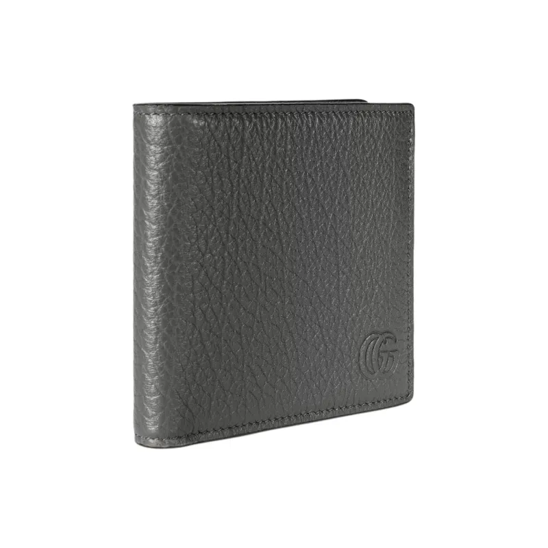 GUCCI Grain Leather Coin Purse Men's Gray-1