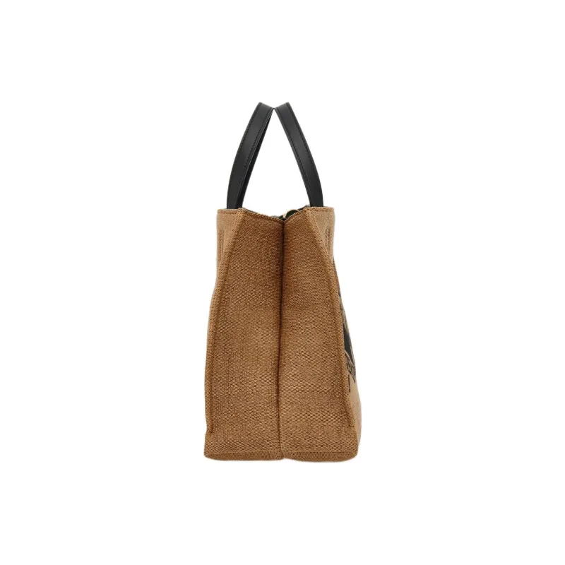 FERRAGAMO Calfskin Tote Bag Shopping Bag Handbag Small Size Women's Honey & Black-1