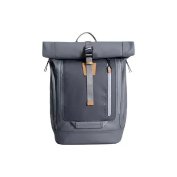NAYO SMART PU With Nylon Backpack Medium Size Unisex Gray/Brown