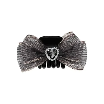 ROYALSASA Silk Chiffon Faux Crystal Hair Clip Hair Claw Clip Women's