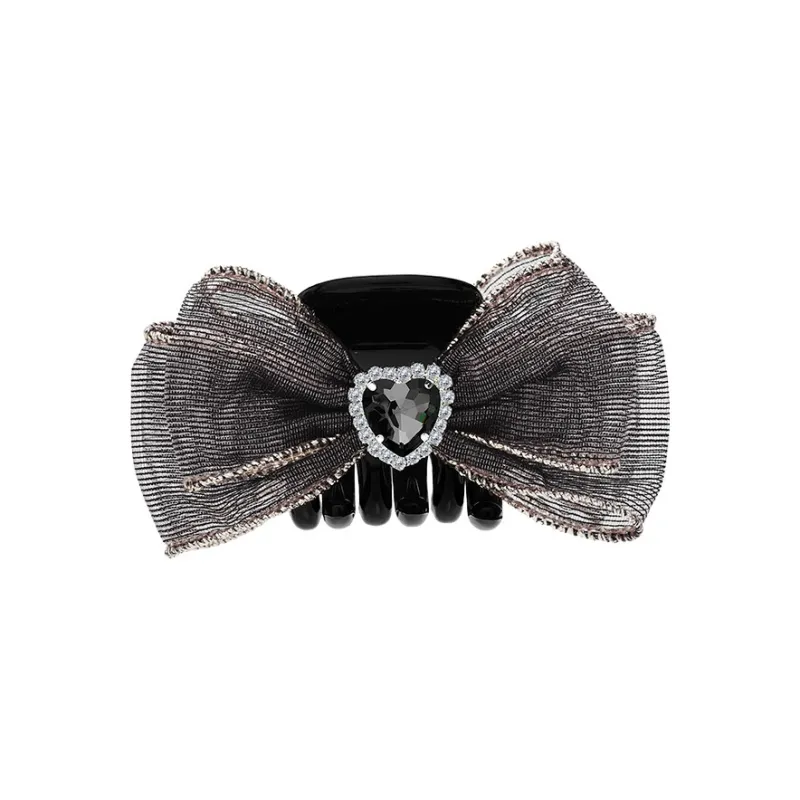 ROYALSASA Silk Chiffon Faux Crystal Hair Clip Hair Claw Clip Women's-0