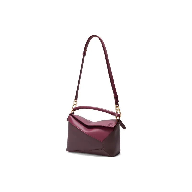 LOEWE Puzzle Cow Leather Handbag Small Size Women's Deep Red & Burgundy Red-1