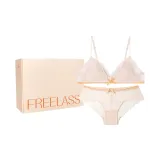 Orange Pink Contrast Light Pink-Bra Pad Style (Gift Box Set)