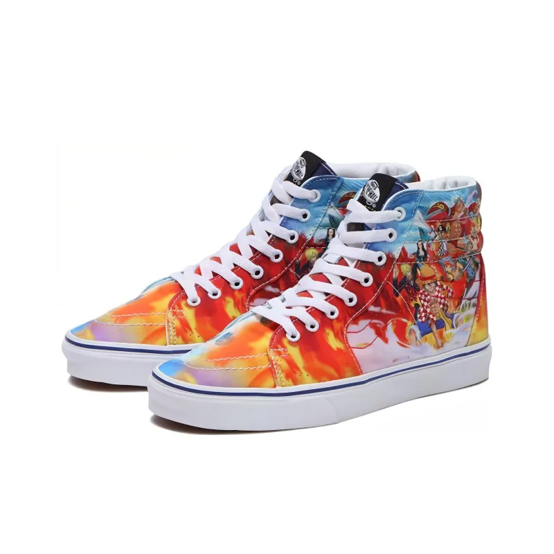 One Piece x Vans SK8 'Punk Hazard' Anti-Slip Wear-Resistant High-Top Skateboard Shoes Unisex Blue Orange-2