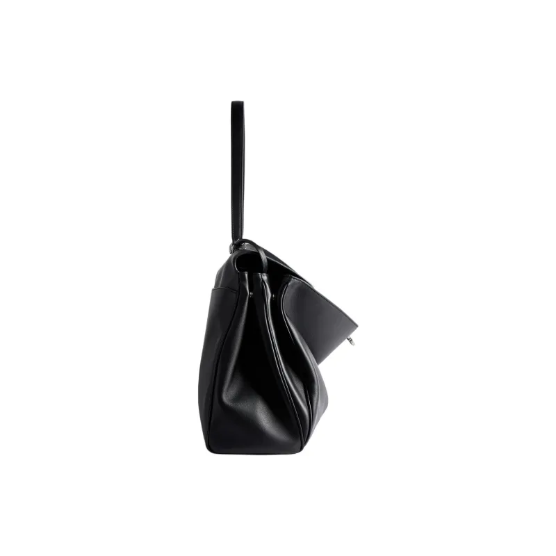 Balenciaga Calfskin One Shoulder Handbag Tubas Women's Black-3