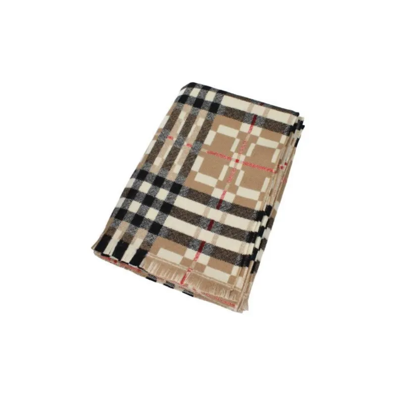 Burberry Cashmere Knit Scarves Unisex Beige-0