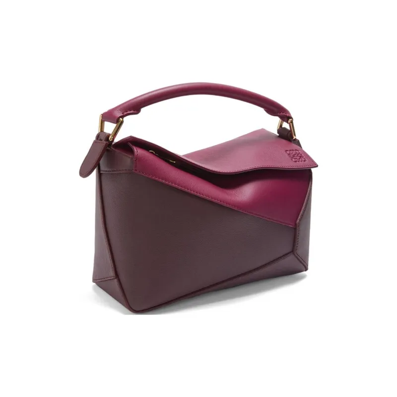 LOEWE Puzzle Cow Leather Handbag Small Size Women's Deep Red & Burgundy Red-3