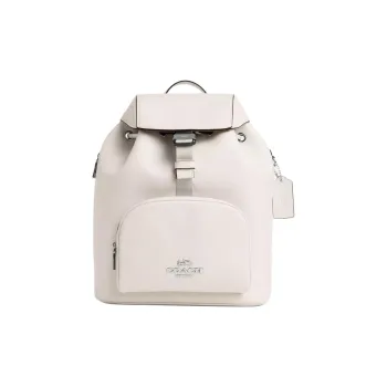 COACH Calfskin Backpack Large Size Women's Silver & White