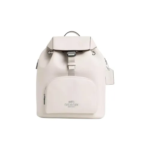 COACH Calfskin Backpack Large Size Women's Silver & White