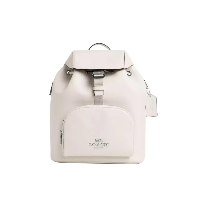 COACH Calfskin Backpack Large Size Women's Silver & White-0