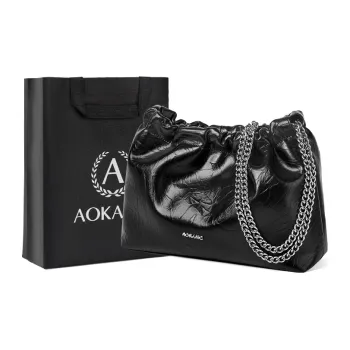 AOKANG Cow Leather Hobo Bag Bucket Bag Chain Bag Crossbody Bag Shoulder Bag Women's Classic Black/Chocolate/Milk White