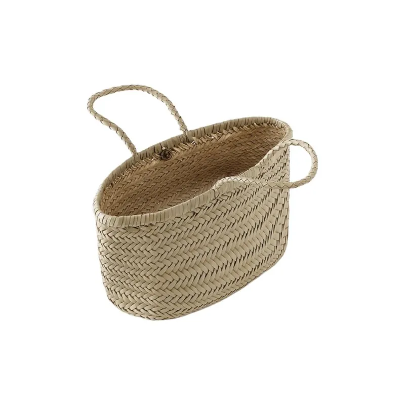 Dragon Diffusion Buffalo Calfskin Basket Bag Handbag Small Size Women's Pearl Gray-1