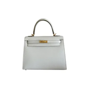 HERMES Kelly Epsom Leather Kelly Bag Shoulder Bag Crossbody Bag Handbag Small Size Women's M4 Gris Pale Cream Gray