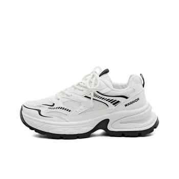 Warrior Warrior Height Increasing Wear Resistant Low Top Chunky Sneakers Women's White Black