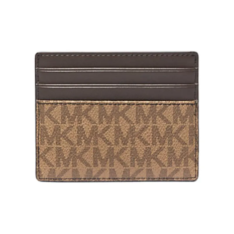 MICHAEL KORS Greyson Canvas Card Holder Men's Black Brown-1