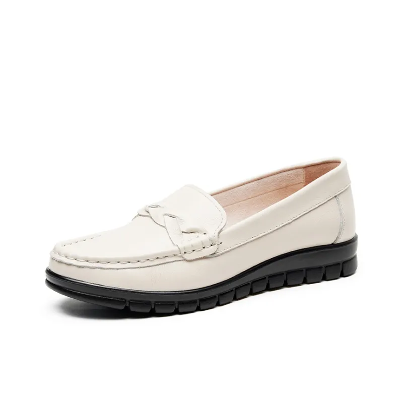 AOKANG Gommino Loafers Women's Ecru, Black-1