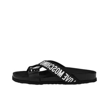 MOSCHINO Rubber Sole Abrasion-Resistant Slide Slippers 3cm Women's Black