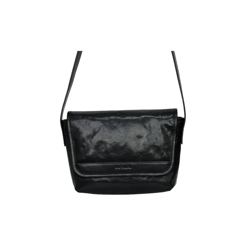 MR'GUFA Vegetable Tanned Cow Leather Shoulder Bag Crossbody Bag Men's Black & Brown/Classic Black-6