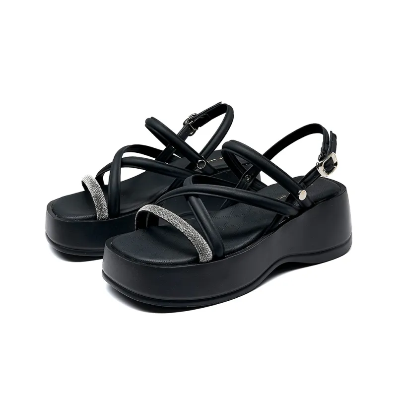HLA Platform Height Increasing Over The Knee One Strap Sandals Beach Casual Shoes Women's-1