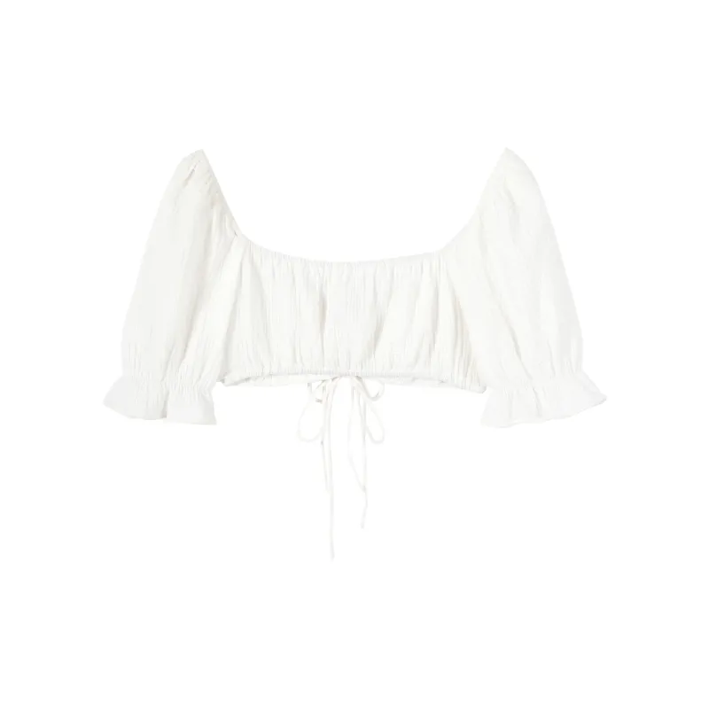 CARIEDO Crop Tops Women's White-1