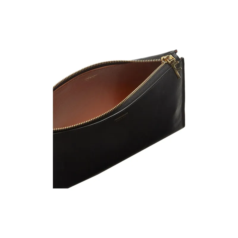 FERRAGAMO Calfskin Clutch Women's Black-4