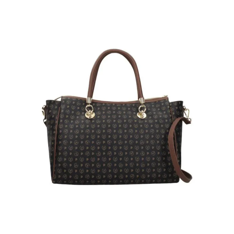 Pollini Leather Tote Bag, Shopping Bag, Shoulder Bag, Crossbody Bag, Handbag Tubas Women's Black Umber-2