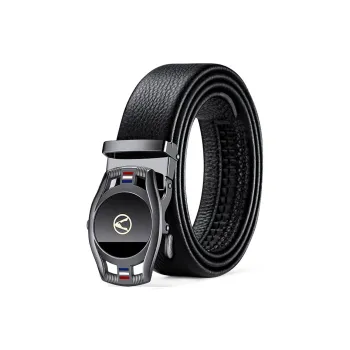 AUGTARLION Business Individual Cut Out Pant Belt Cow Leather Leather Belts Men's Gunmetal 3.5cm