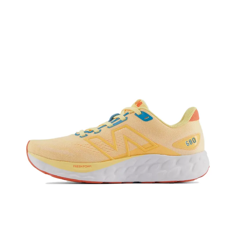 New Balance Fresh Foam 680v8 Cushioning, Wear Resistant Low Top Running Shoes Women's Yellow White-0