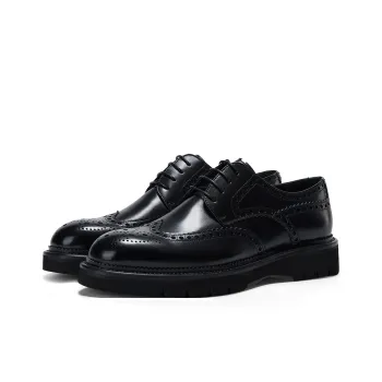 HALEBOSS Dress Shoes Men Low Top Black/Brown